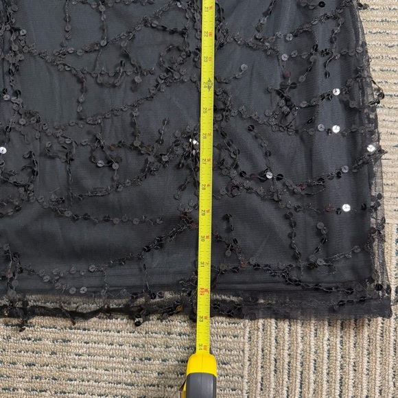 Sequin Tassel Fringe Detail Long Sleeve Dress Black - Picture 5 of 6